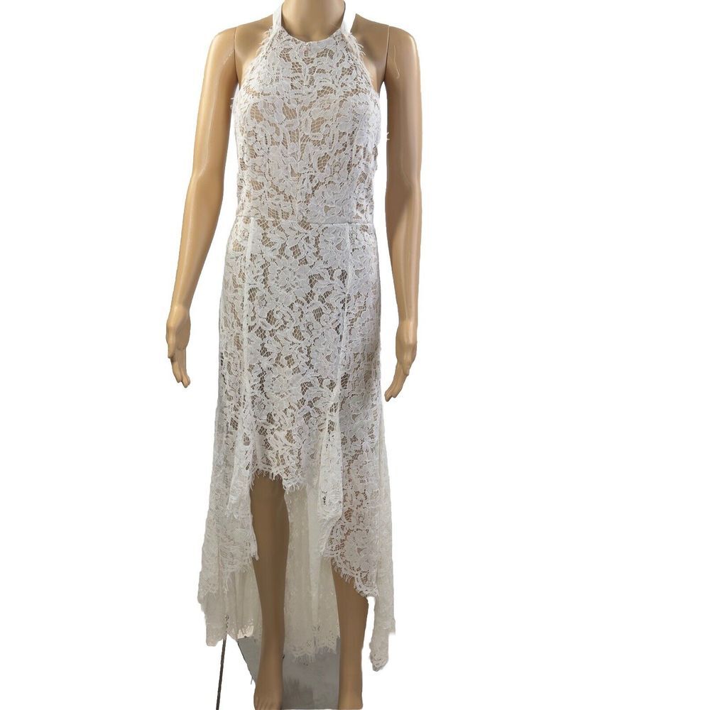 DO+BE‎ White Lace Halter Dress with T Back - Size Large
